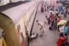 रेलवे स्टेशन पर ट्रेन से गिरा यात्री:RPF जवान ने ऐसे  बचाई जान
