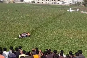 IAF Plane Crashes in Prayagraj Lake; Dramatic Video Shows Aircraft Struggling in Mid-Air.