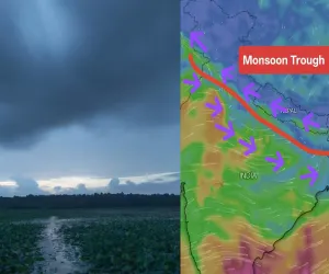 1,500 KM Monsoon Trough From Bengal to Kashmir Triggers Heavy Rain Alert for North India; Covers 26 States
