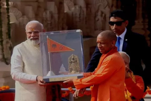 The religious flag was hoisted at the Ram Temple in Ayodhya, and Modi became emotional